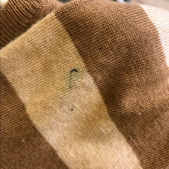 JOIE Cream and Tan Striped V Neck Sweater Sz M - Picture 7 of 8