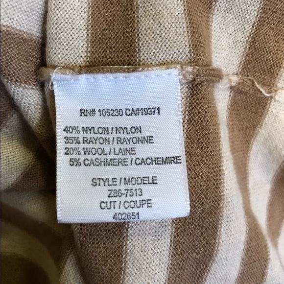 JOIE Cream and Tan Striped V Neck Sweater Sz M - Picture 8 of 8