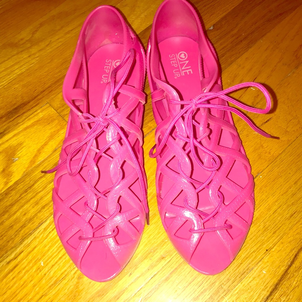 Hot Pink Lace Jelly Sandals