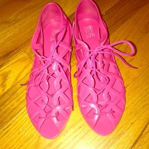 Hot Pink Lace Jelly Sandals