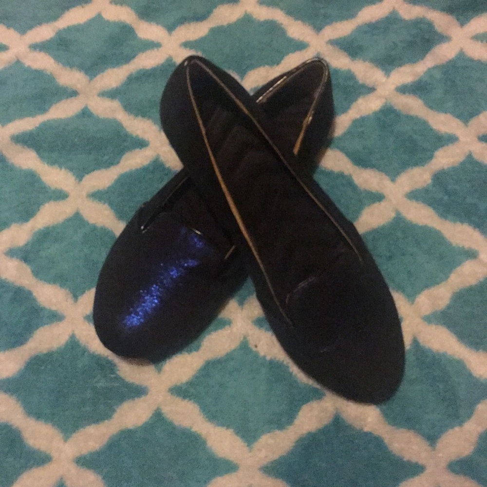 Black and blue metallic loafers size 8