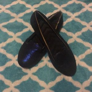 Black and blue metallic loafers size 8