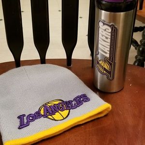 Lakers beanie and water bottle