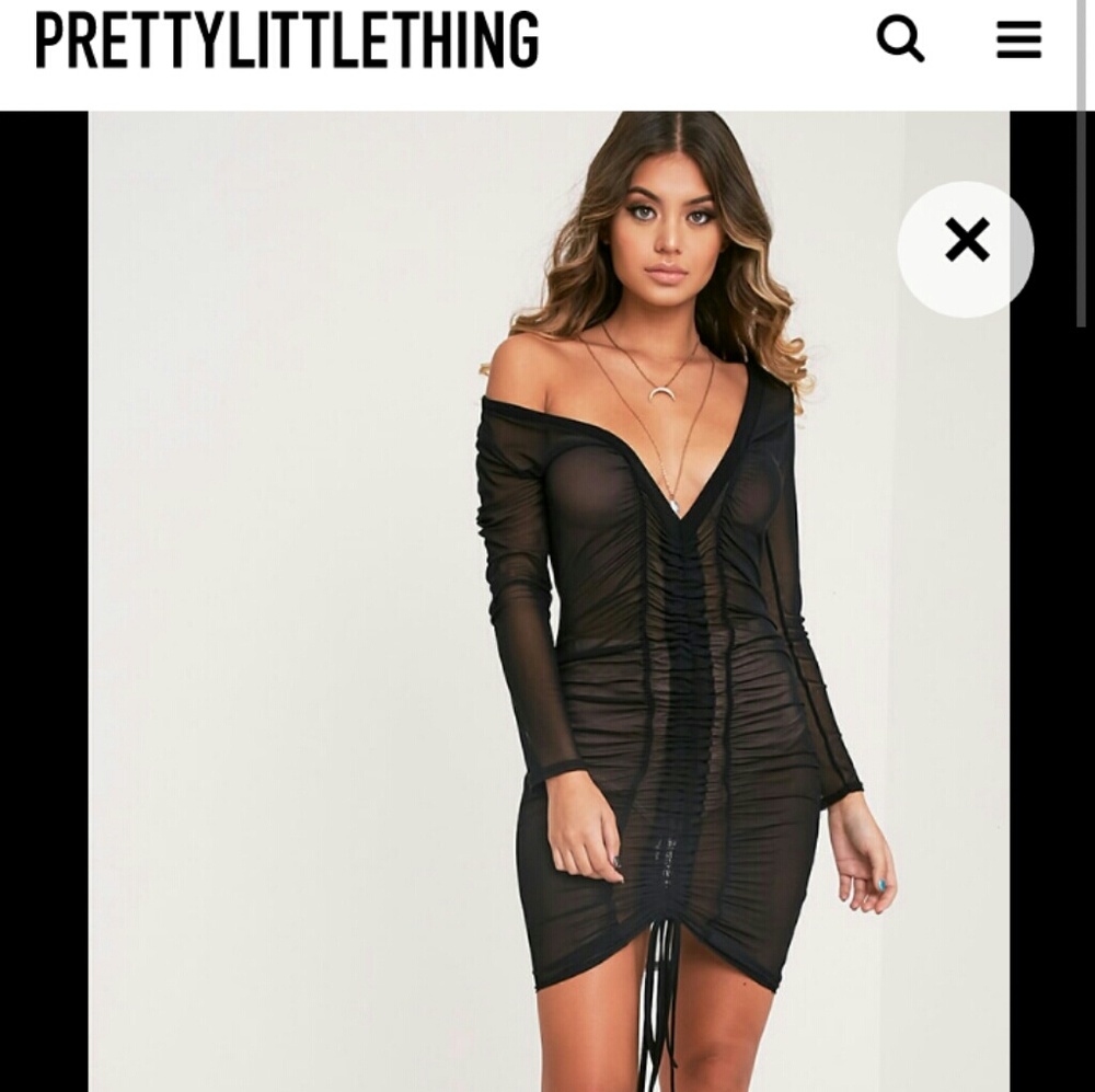 Black ruched kim k style dress