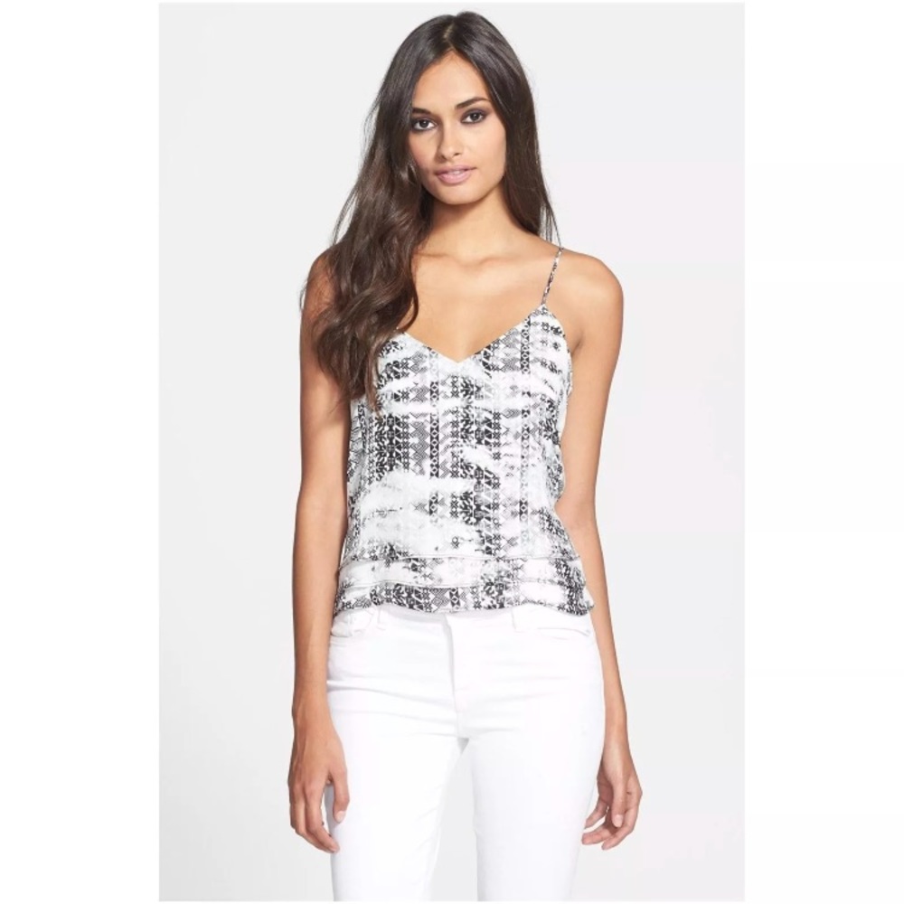 Parker Silk Black Graphic Brynlee Tank, Size Small