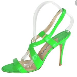 Manolo Neon Green Patent Leather Strap Sandal