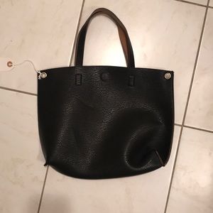 Mini reversible tote- brown/black