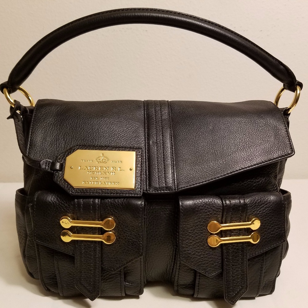 RALPH LAUREN BERMONDSEY BLACK CONVERTIBLE HOBO BAG
