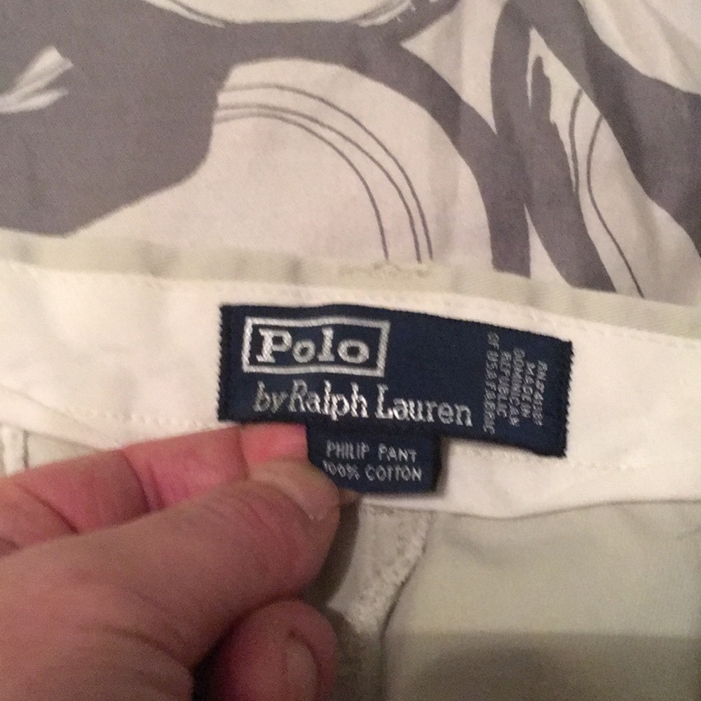 Men’s Polo by Ralph Lauren khaki pants.