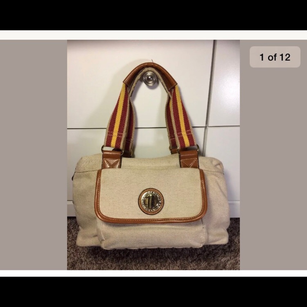 Isaac Mizrahi canvas handbag shoulder bag purse
