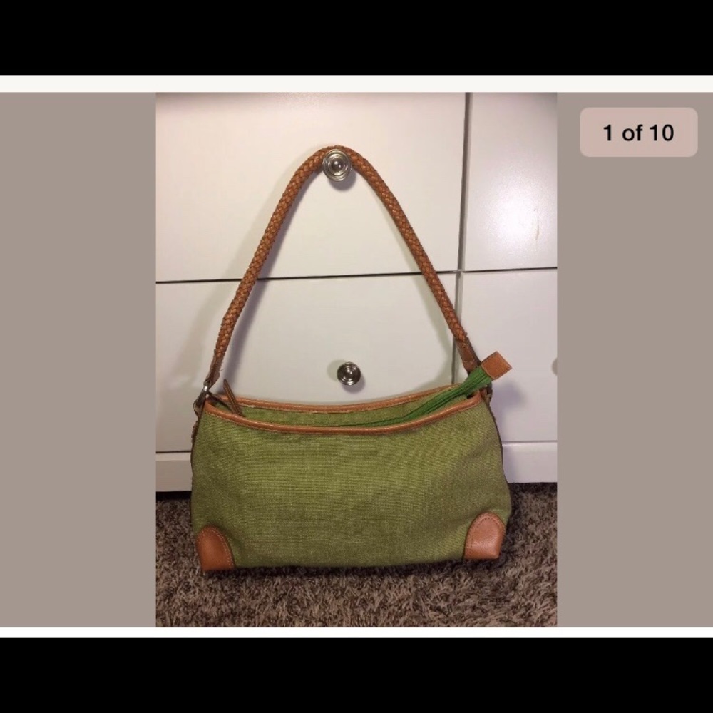 Vintage Fossil purse green braided leather strap