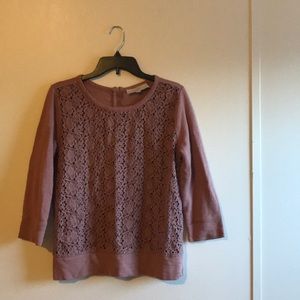 Ann Taylor LOFT Rose Lace Front Medium Sweater