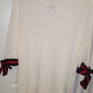 Women's White Sweater With Ribbons
