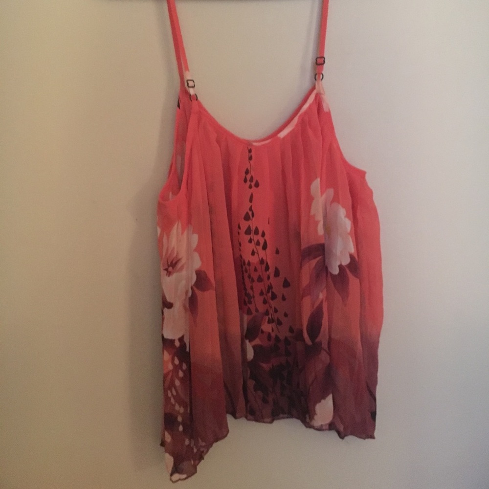 coral spaghetti strap hi-lo tank top