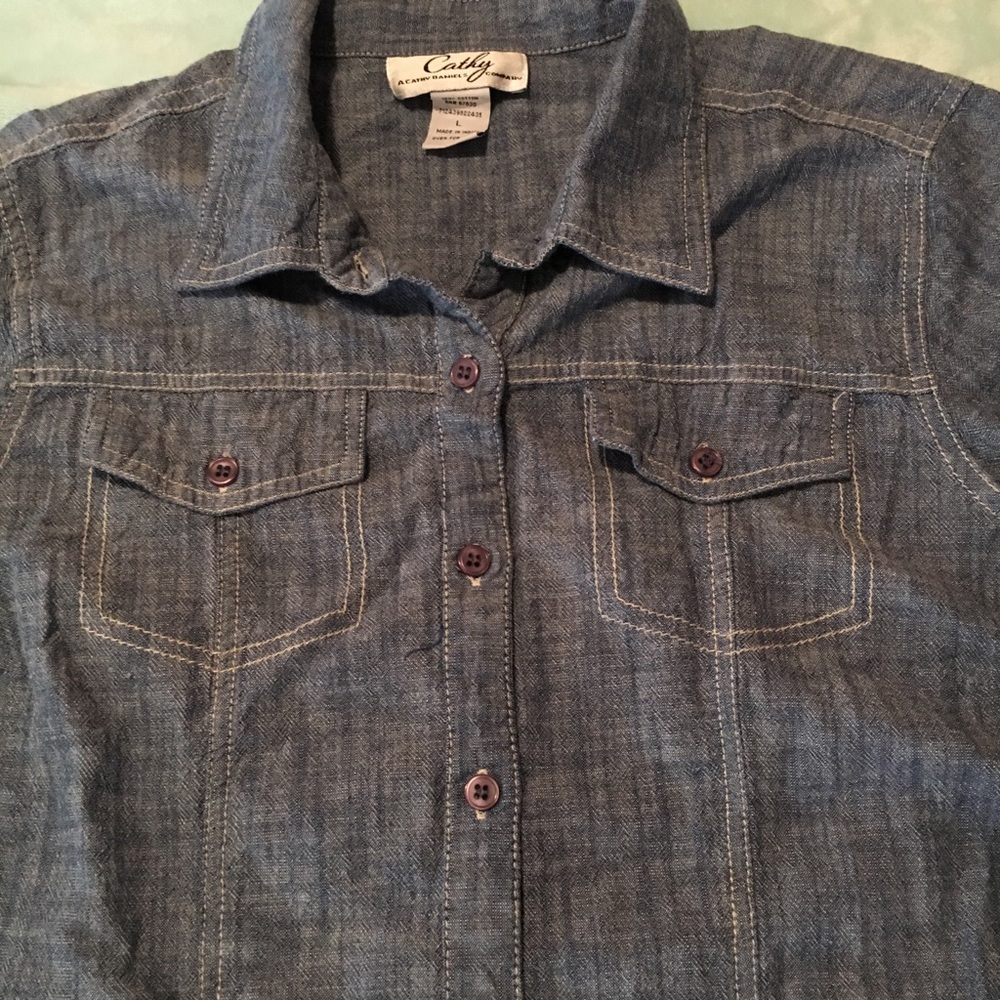 Denim look, long sleeve blouse