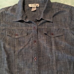 Denim look, long sleeve blouse