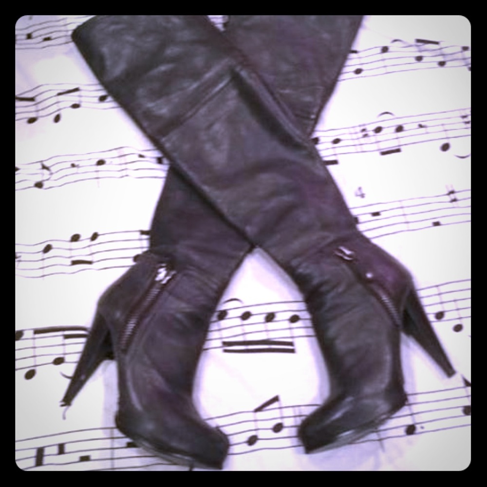 Baker Over the Knee Grey Leather Boots