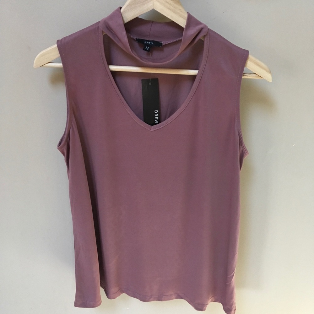 NWT sleeveless checker neck top