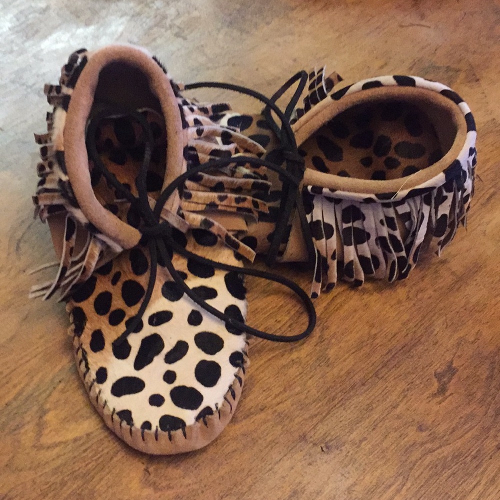 Handmade leopard moccasins