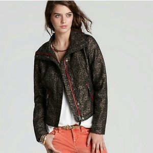 Free people Moto Pop Leopard zip up jacket Size 0