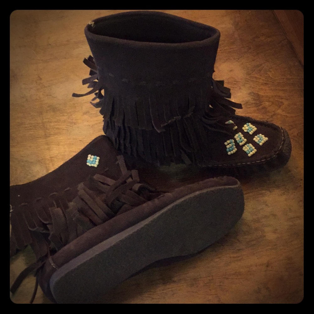 Brown beaded moccasins