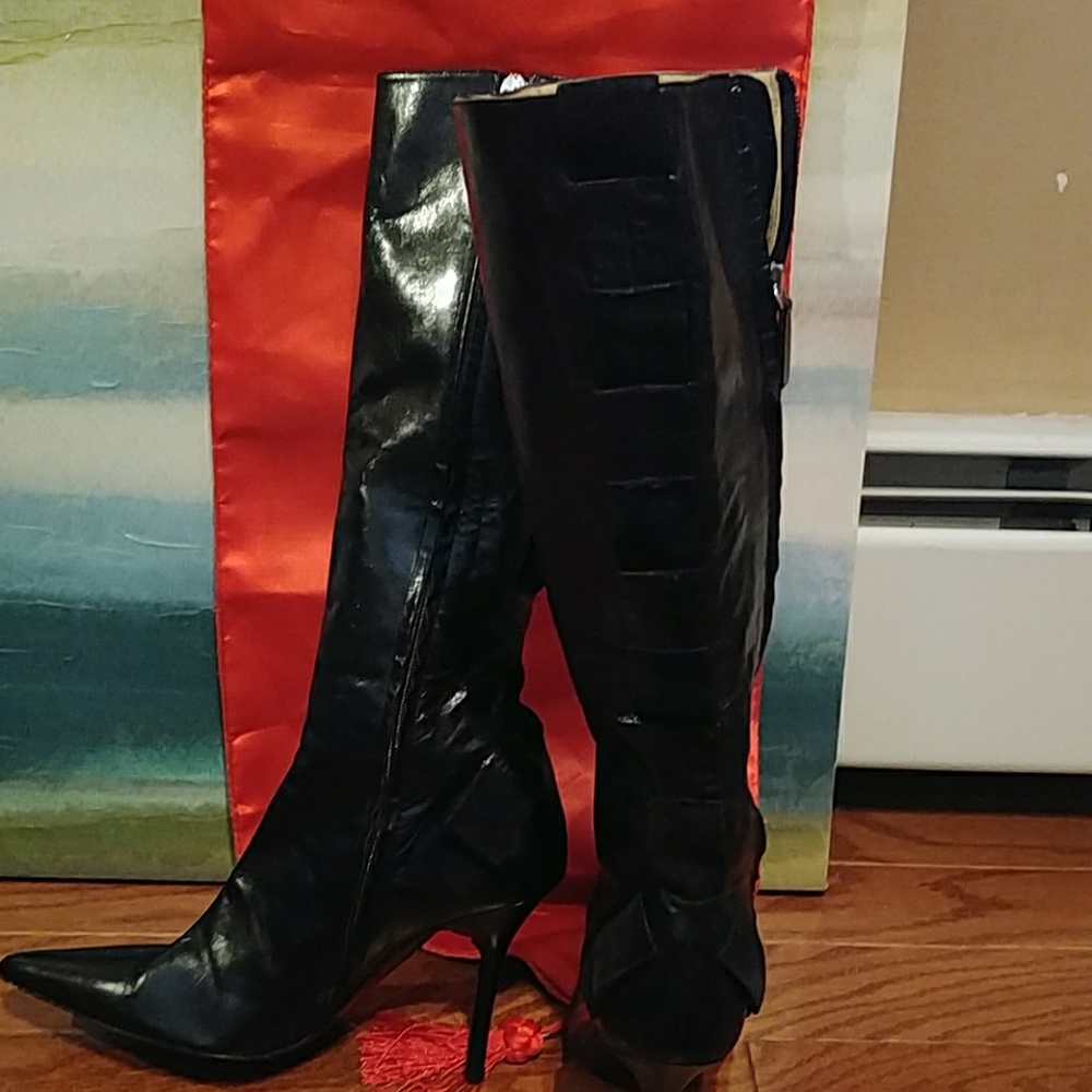 Black leather boots