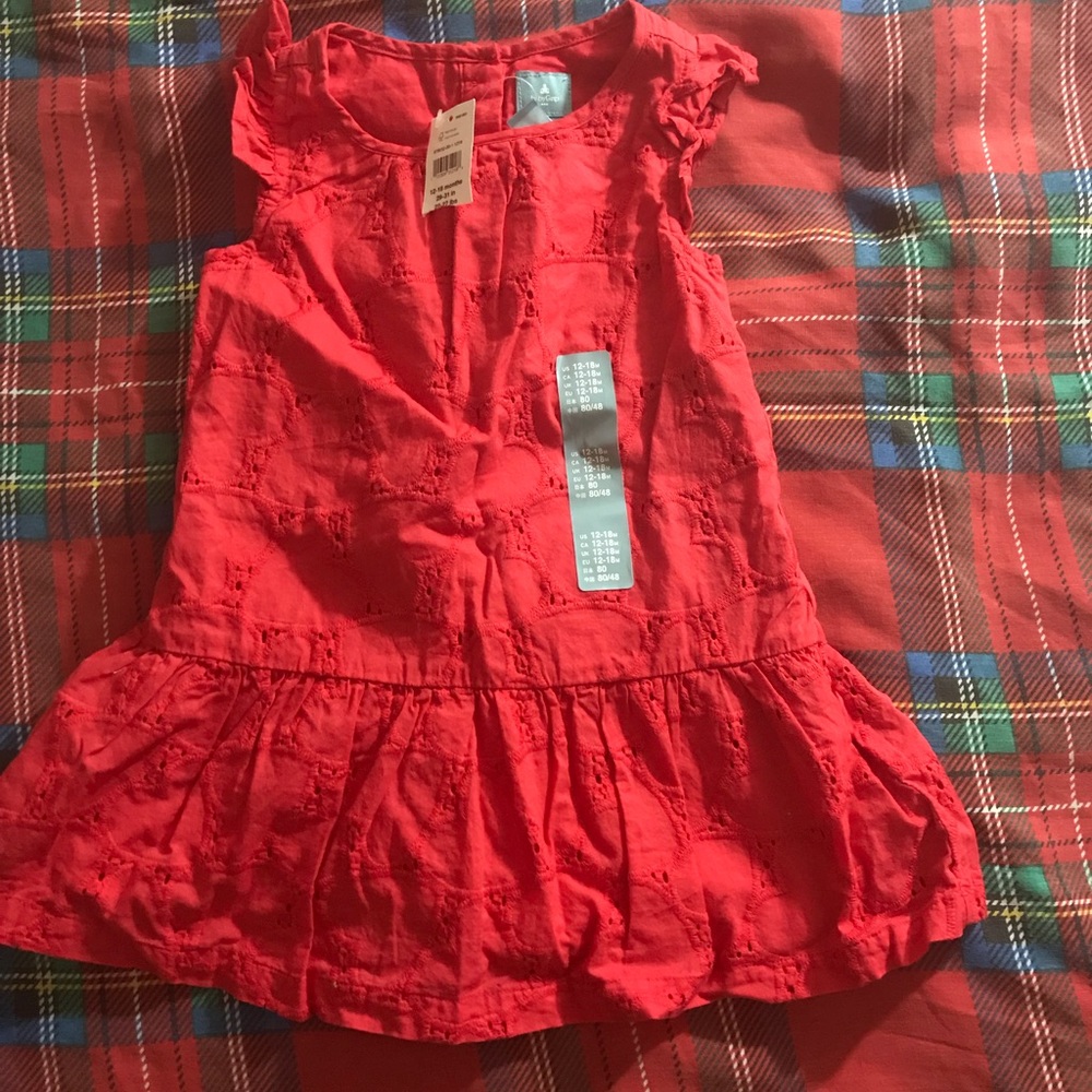 Red toddler girl patterned dress