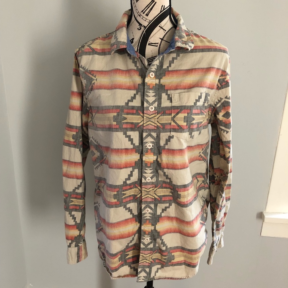 Men’s On The Byas Aztec Button Down Shirt Size Med