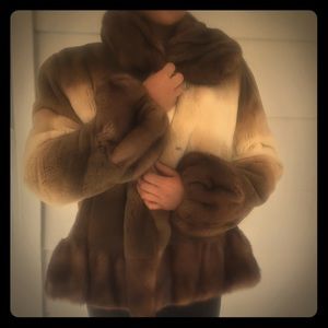 Vintage tri color fur coat