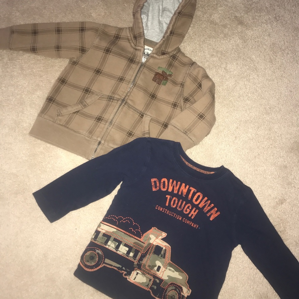 2T boys long sleeve shirt and hooded sweatshirt