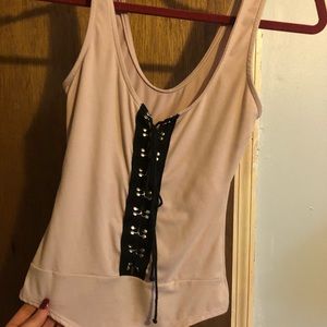 Beige lace up body suit