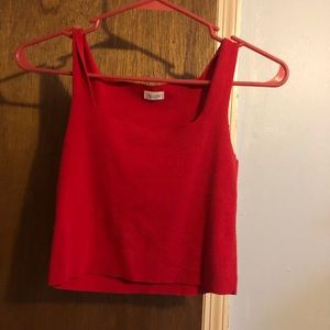 Red knit tank top