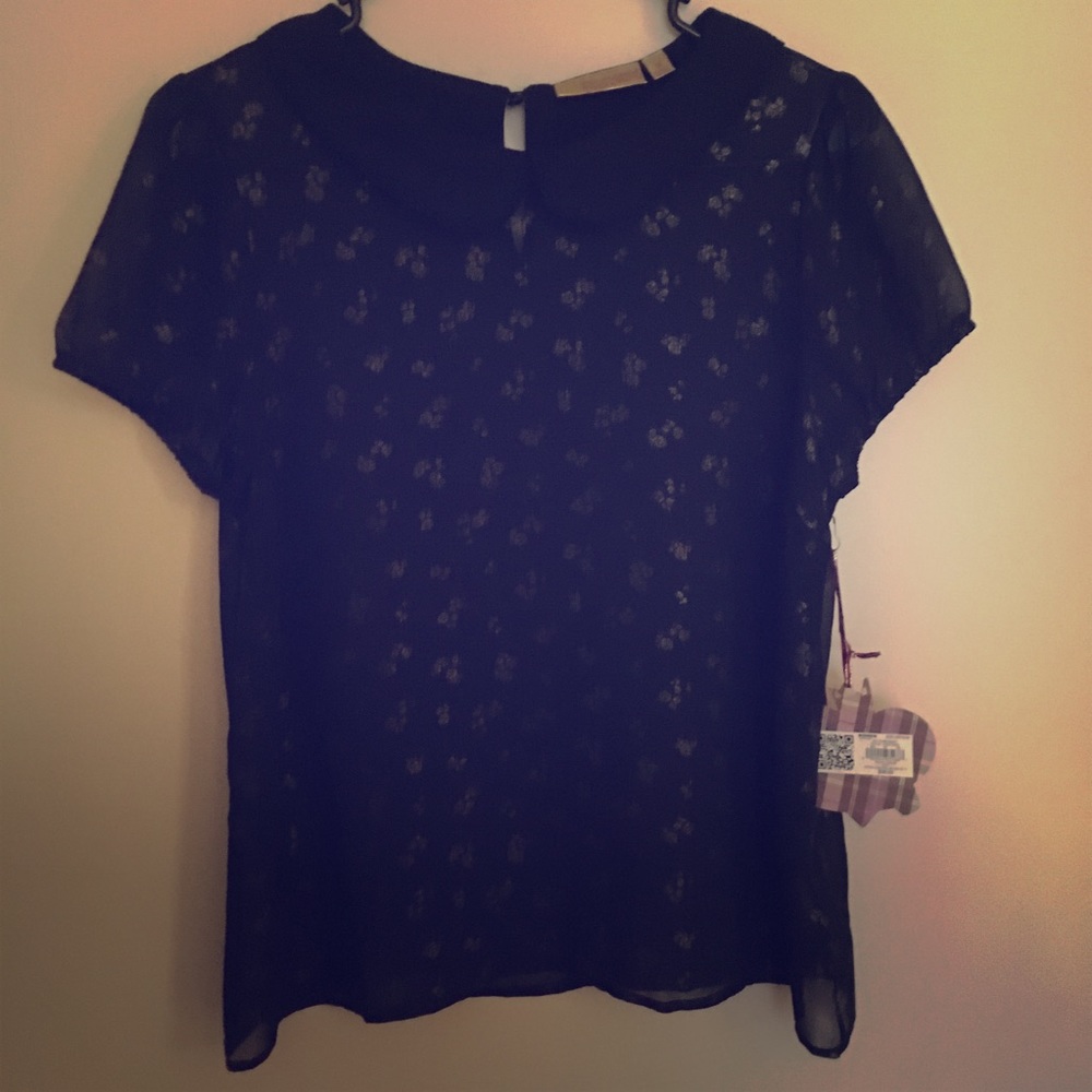 vera wang collared sheer top