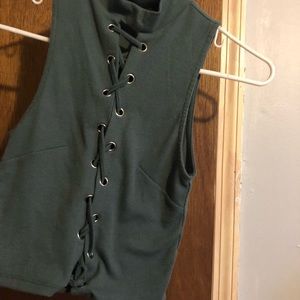 Lace up tank top NWOT