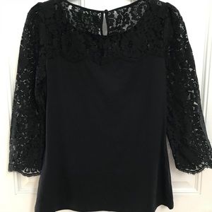 C Wonder black lace design shirt