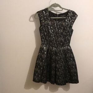 A|X black metallic jacquard leopard dress