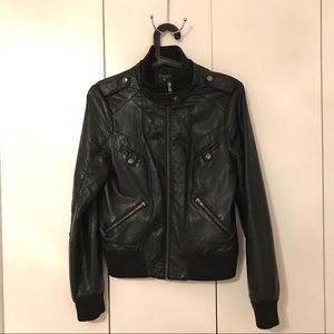 Faux Leather Bomber