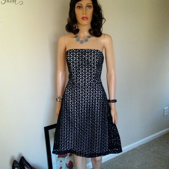 White House Black Market Dresses & Skirts - WHBM Black White Strapless Eyelet Dress