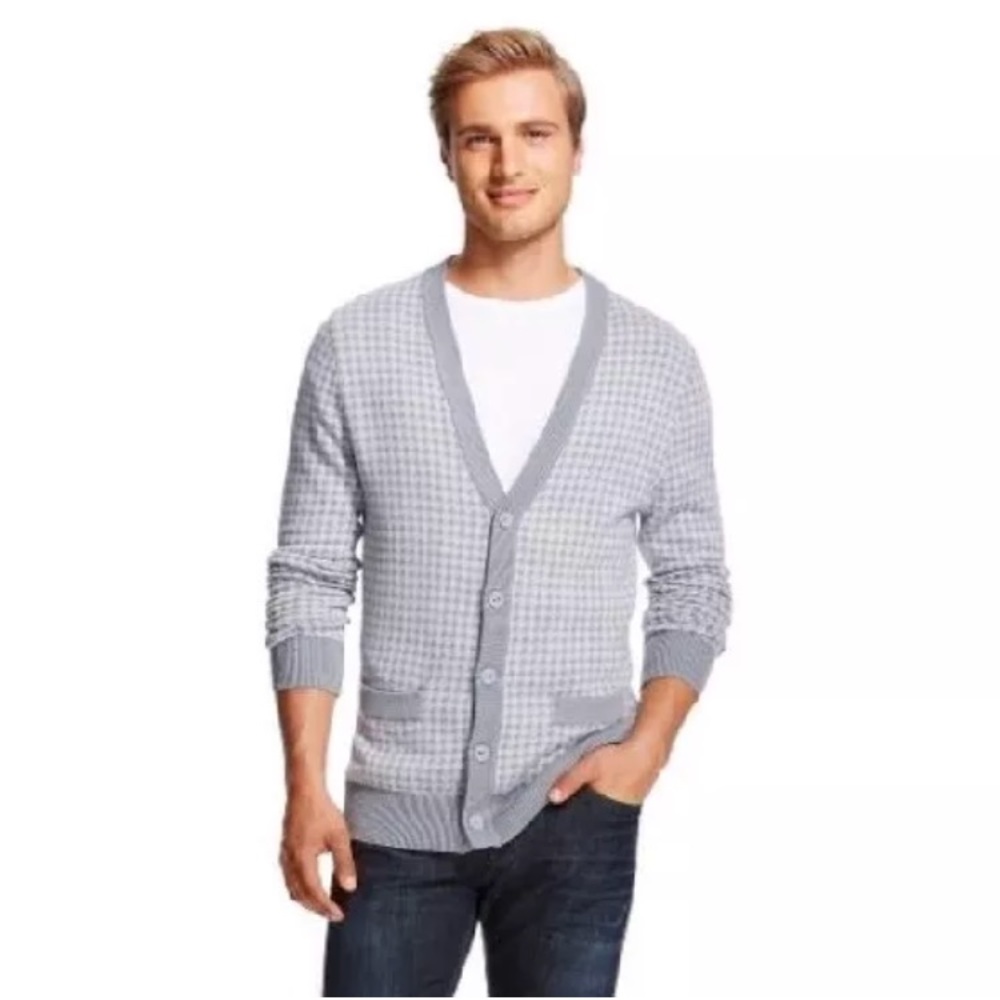 Merona Men’s Cardigan Sweater (Small) Heather Gray