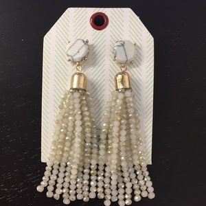 Marble with beaded tassel Earrings