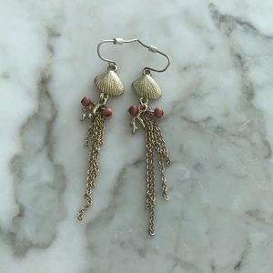 Drop Earrings with Shell and Coral
