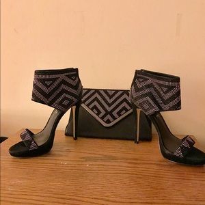 Aldo-Open Toed Glitter Sandal with Matching Bag