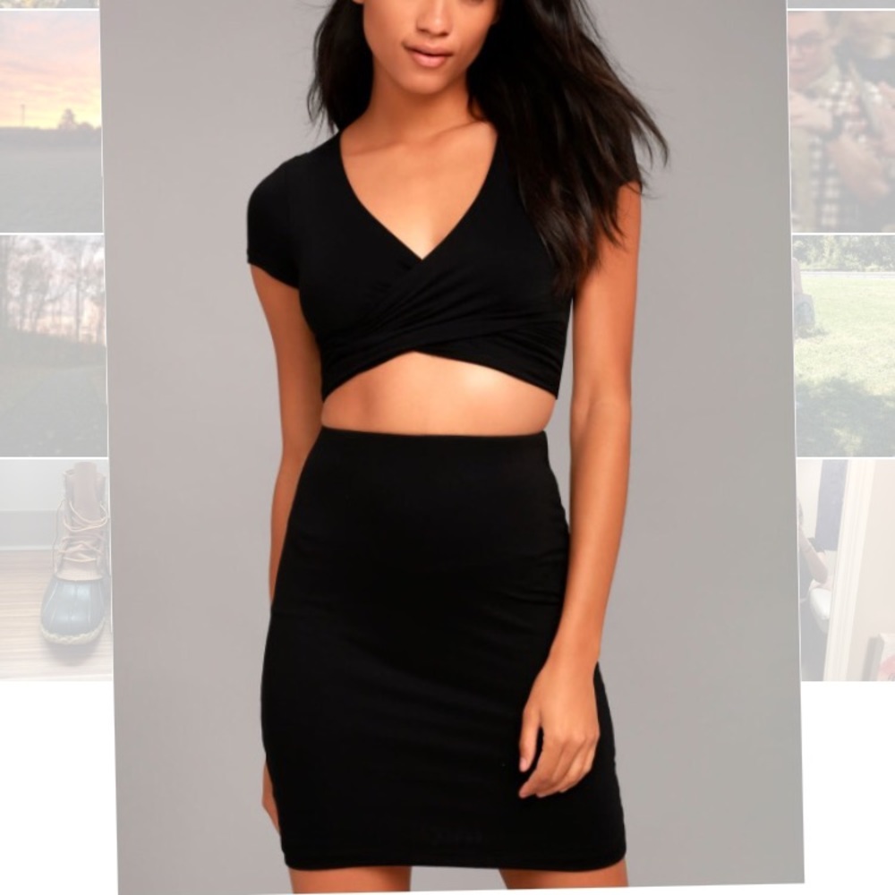 Lulu's By Your Side Black Two Piece Dress