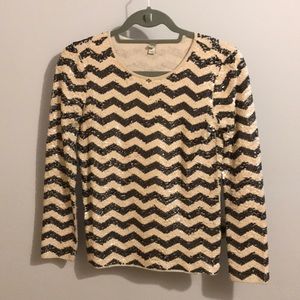 J.Crew Sequin chevron long sleeve tee