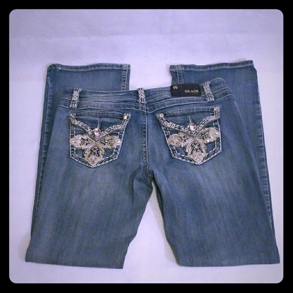 Womens Grace in LA Bling Bootcut Jeans size 30/13