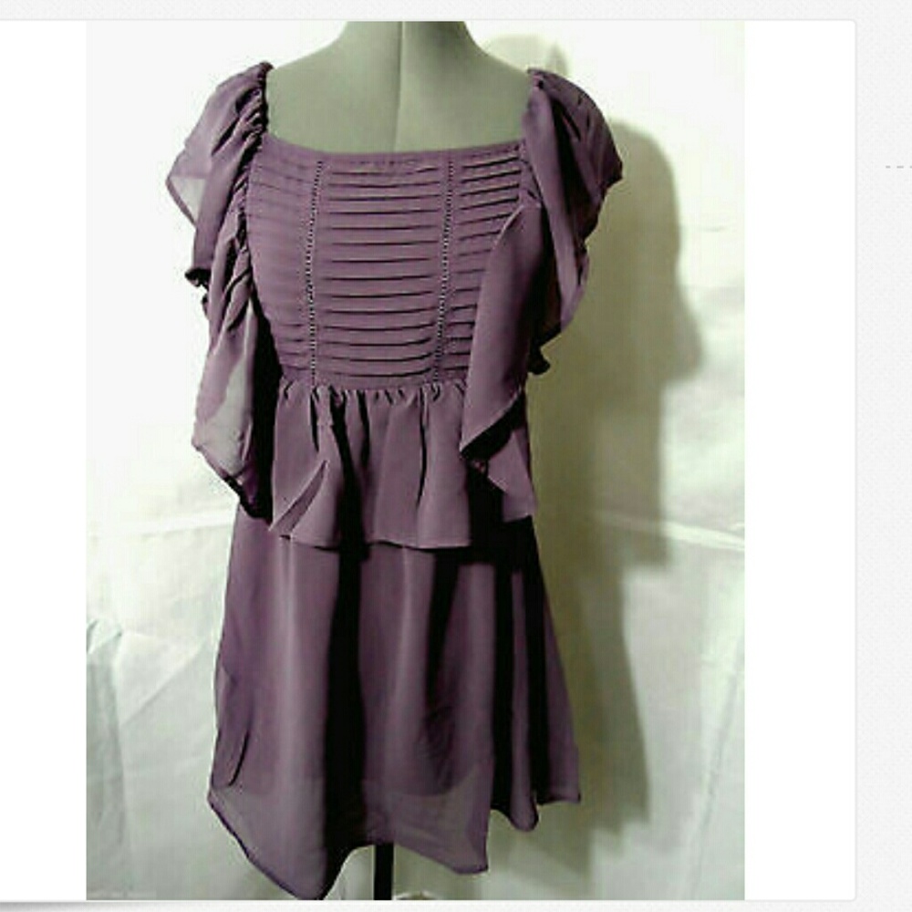 Nwt SLINE Dress Purple L Ruffled Peplum Church