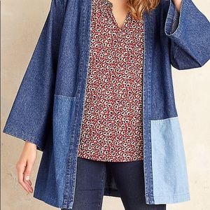 Loup Denim Kimono with asymmetrical color blocking
