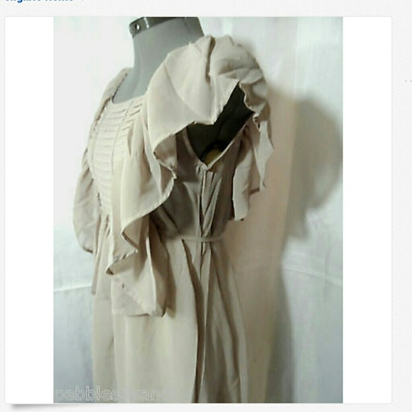 Nwt SLINE Ruffled Dress SML Beige Fancy Church - Picture 4 of 5
