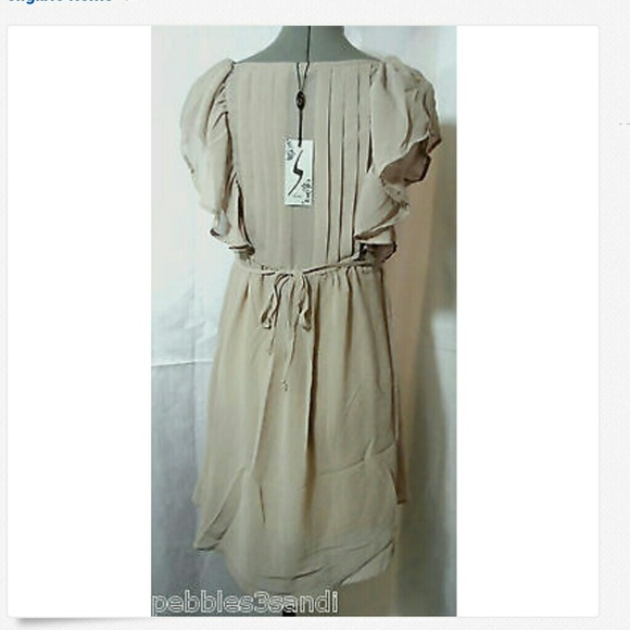 Nwt SLINE Ruffled Dress SML Beige Fancy Church - Picture 2 of 5