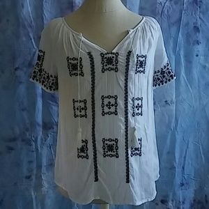 ❗FINAL PRICE❗Lucky Brand Blue & White boho blouse